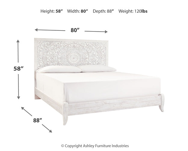 Paxberry King Panel Bed with Mirrored Dresser Rent Wise Rent To Own Jacksonville, Florida