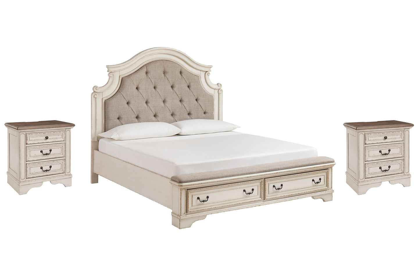 Realyn California King Upholstered Bed with 2 Nightstands Rent Wise Rent To Own Jacksonville, Florida