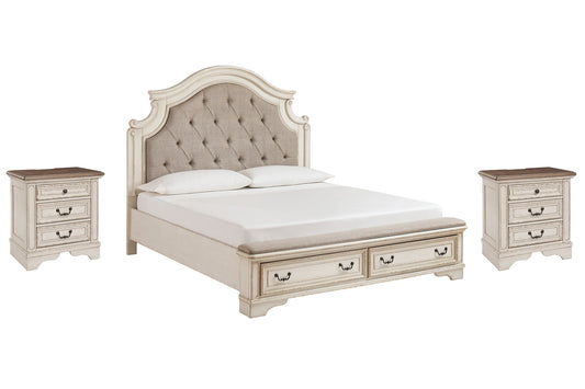Realyn Queen Upholstered Bed with 2 Nightstands Rent Wise Rent To Own Jacksonville, Florida