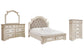 Realyn Queen Upholstered Bed with Mirrored Dresser and Chest Rent Wise Rent To Own Jacksonville, Florida