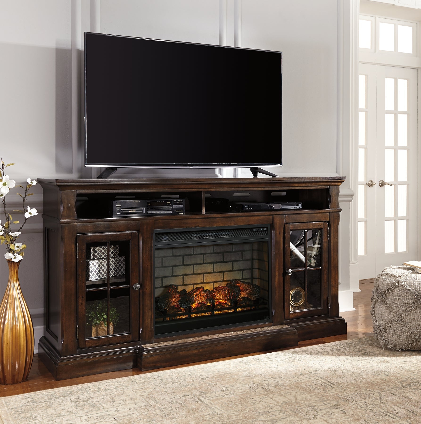 Roddinton 72" TV Stand with Electric Fireplace Rent Wise Rent To Own Jacksonville, Florida