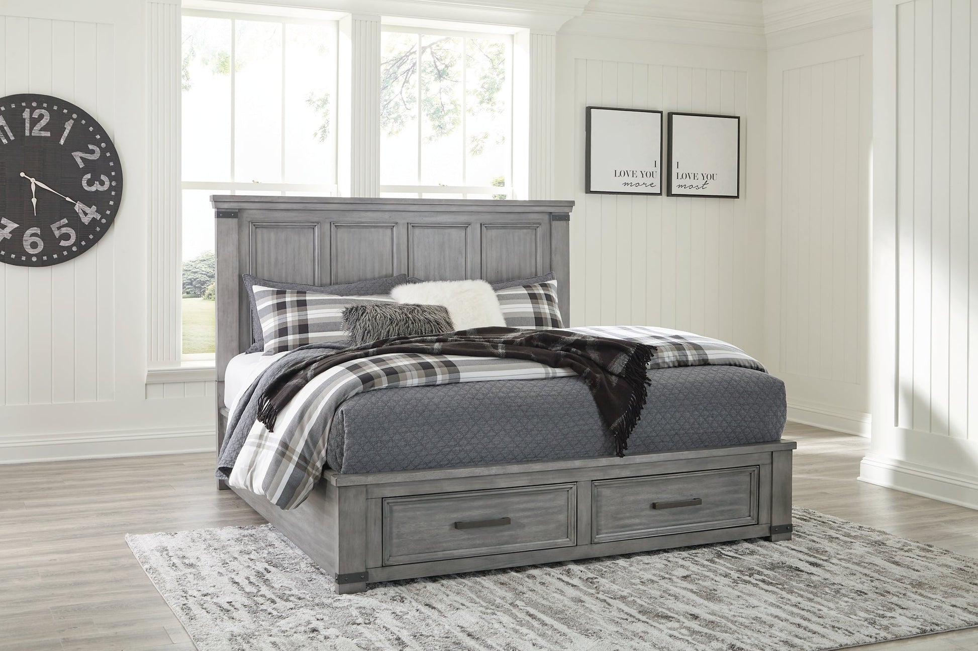Russelyn King Storage Bed with Mirrored Dresser and Chest Rent Wise Rent To Own Jacksonville, Florida