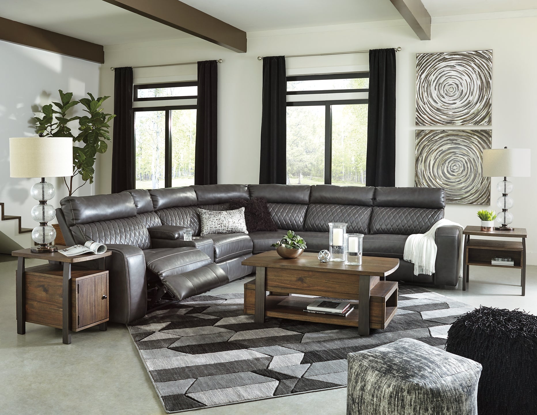 Samperstone 6-Piece Power Reclining Sectional Rent Wise Rent To Own Jacksonville, Florida