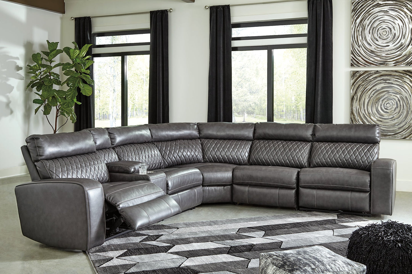Samperstone 6-Piece Power Reclining Sectional Rent Wise Rent To Own Jacksonville, Florida