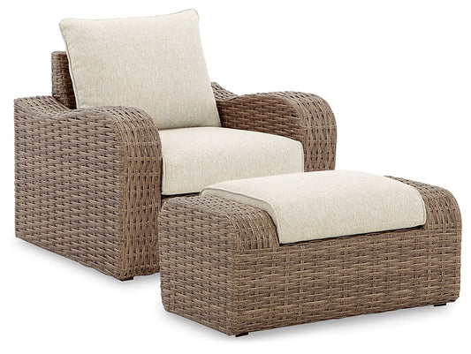 Sandy Bloom Outdoor Lounge Chair and Ottoman Rent Wise Rent To Own Jacksonville, Florida