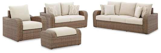 Sandy Bloom Outdoor Sofa and Loveseat with Lounge Chair and Ottoman Rent Wise Rent To Own Jacksonville, Florida