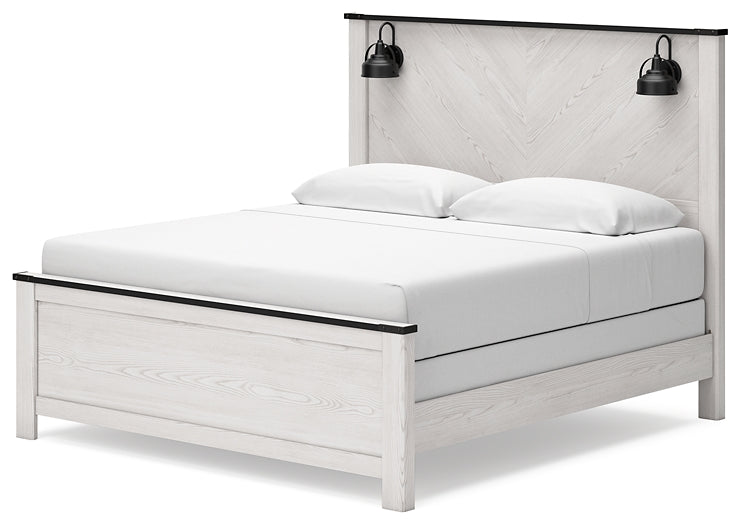 Schoenberg King Panel Bed with Mirrored Dresser and Chest Rent Wise Rent To Own Jacksonville, Florida