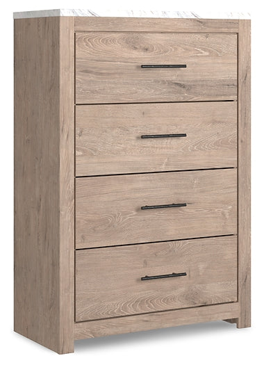 Senniberg Queen Panel Bed with Mirrored Dresser, Chest and Nightstand Rent Wise Rent To Own Jacksonville, Florida
