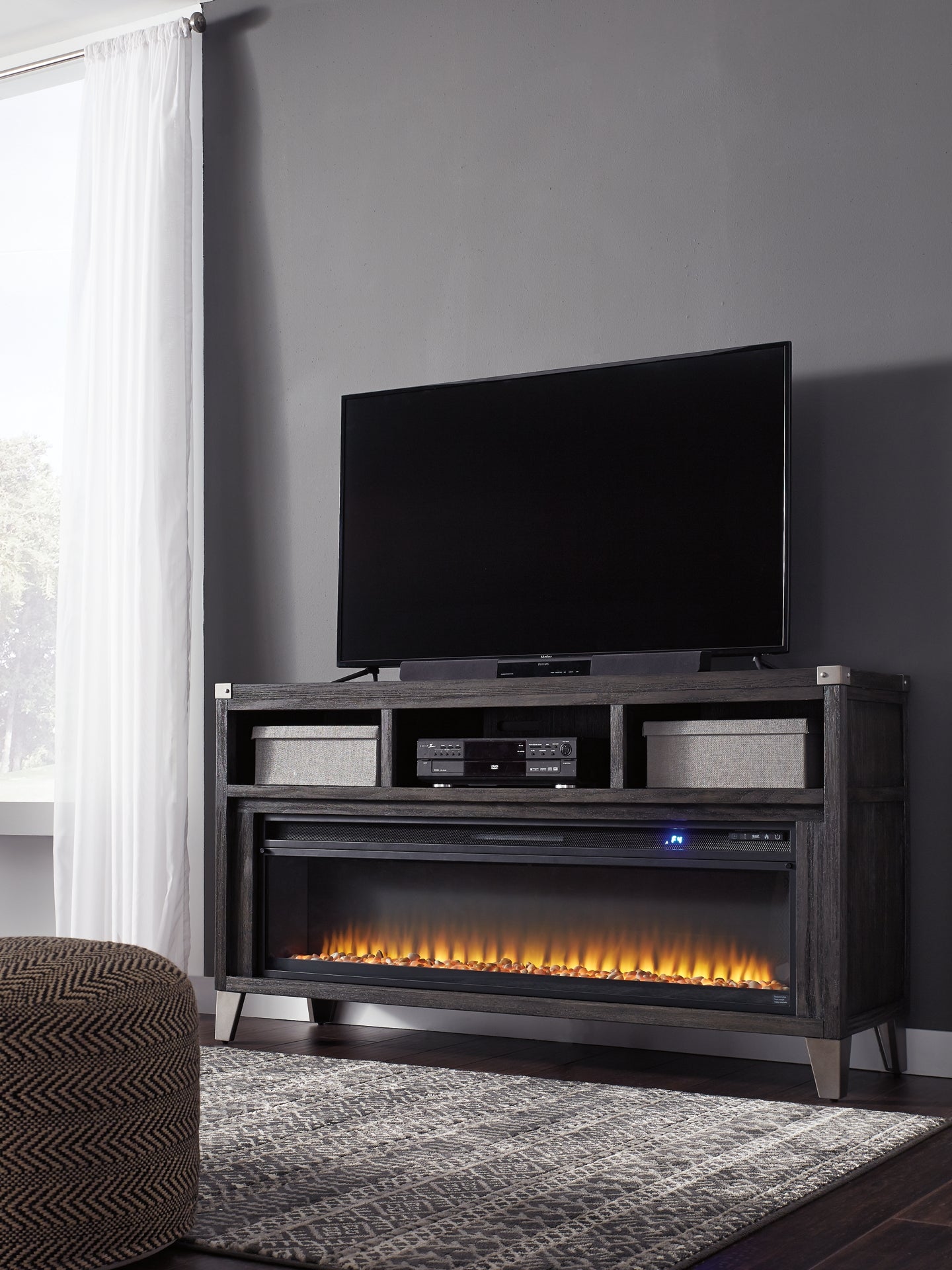 Todoe 65" TV Stand with Electric Fireplace Rent Wise Rent To Own Jacksonville, Florida