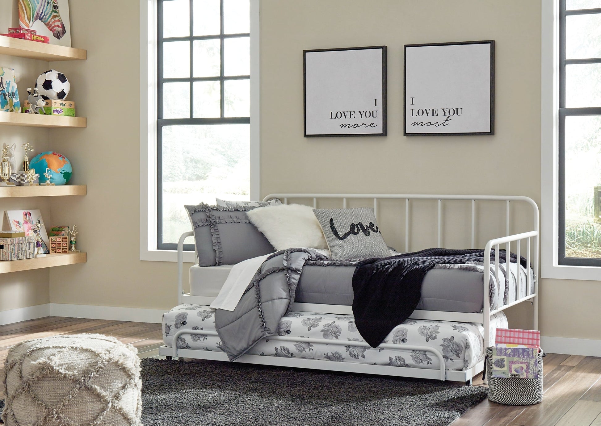 Trentlore Twin Metal Day Bed with Trundle Rent Wise Rent To Own Jacksonville, Florida