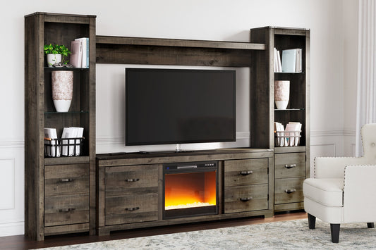 Trinell 4-Piece Entertainment Center with Electric Fireplace Rent Wise Rent To Own Jacksonville, Florida