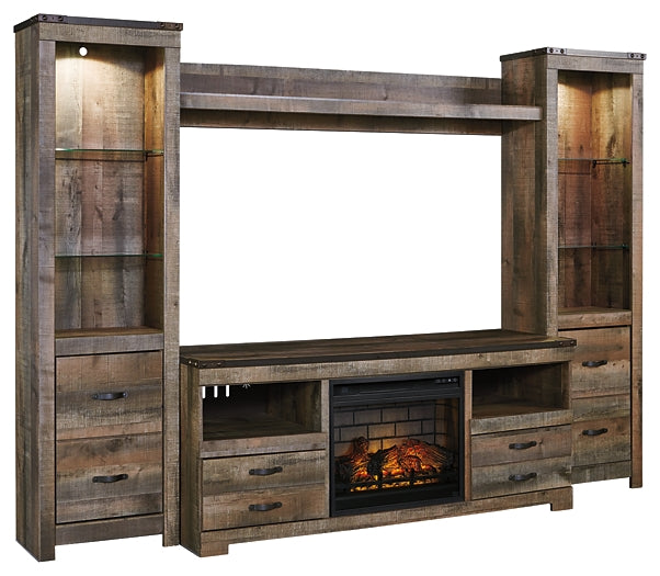 Trinell 4-Piece Entertainment Center with Electric Fireplace Rent Wise Rent To Own Jacksonville, Florida