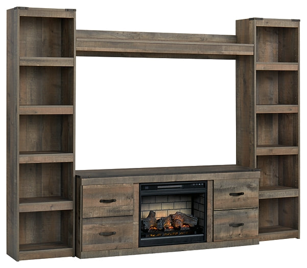 Trinell 4-Piece Entertainment Center with Electric Fireplace Rent Wise Rent To Own Jacksonville, Florida