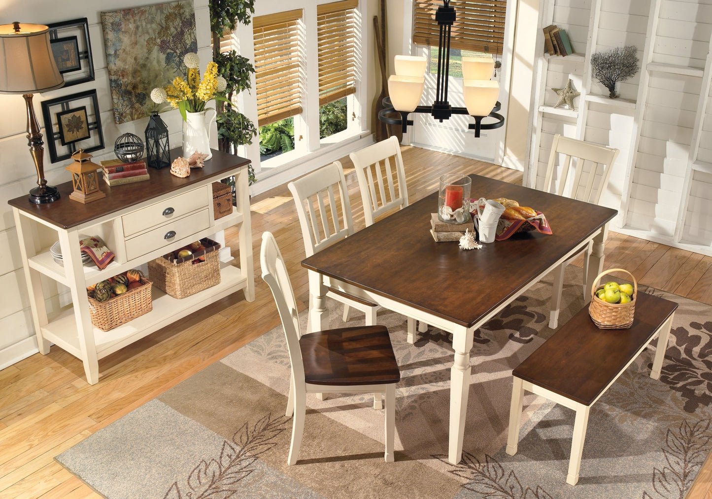 Whitesburg Dining Table and 4 Chairs and Bench Rent Wise Rent To Own Jacksonville, Florida