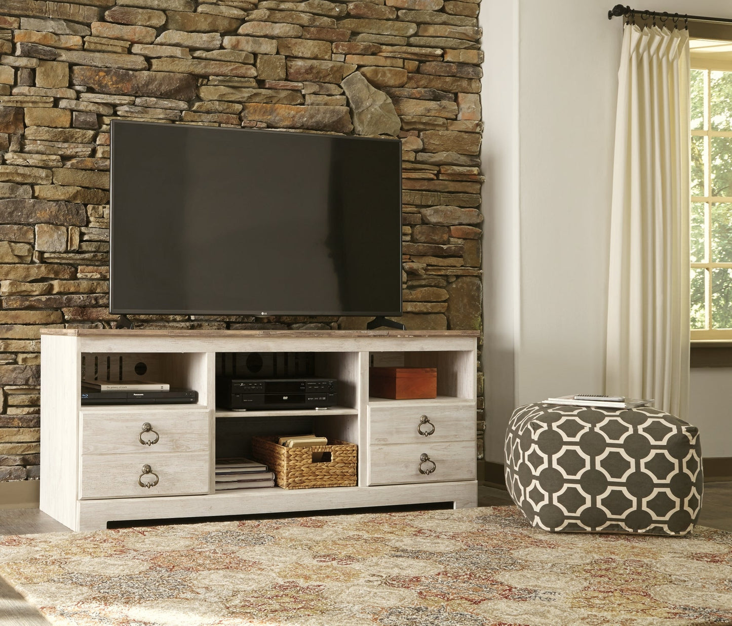 Willowton LG TV Stand w/Fireplace Option Rent Wise Rent To Own Jacksonville, Florida