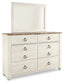 Willowton Queen/Full Panel Headboard with Mirrored Dresser and Chest Rent Wise Rent To Own Jacksonville, Florida