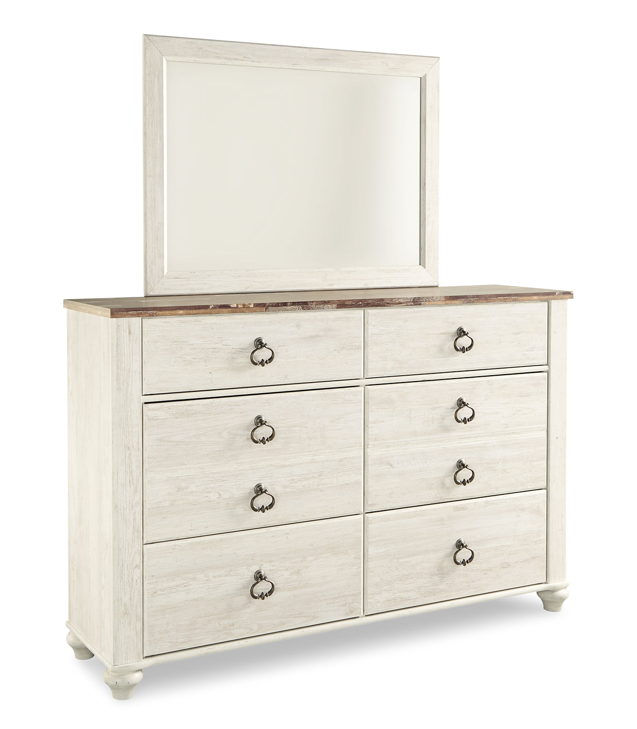 Willowton Queen Panel Bed with Mirrored Dresser Rent Wise Rent To Own Jacksonville, Florida