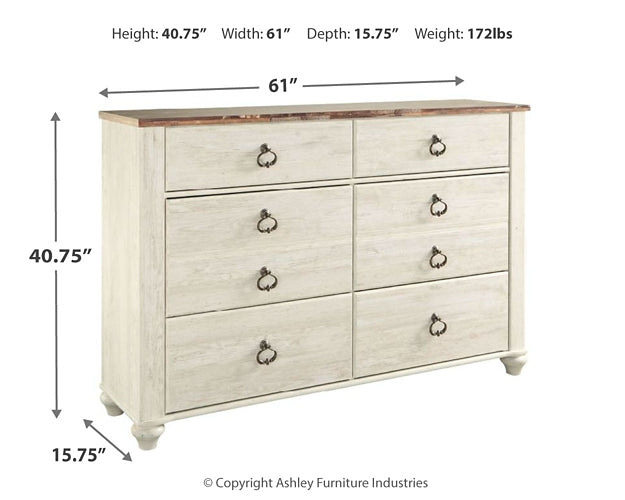 Willowton Six Drawer Dresser Rent Wise Rent To Own Jacksonville, Florida