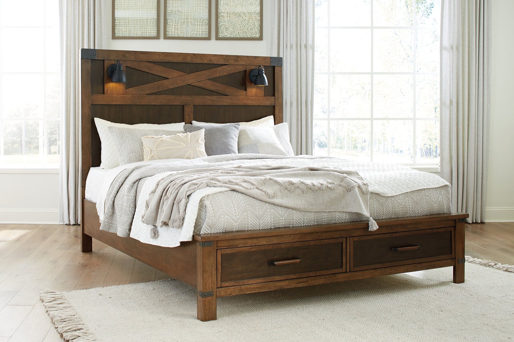 Wyattfield King Panel Bed with Mirrored Dresser Rent Wise Rent To Own Jacksonville, Florida
