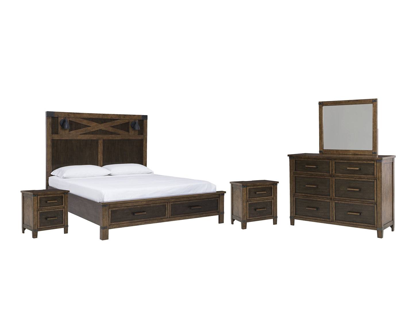 Wyattfield King Panel Bed with Mirrored Dresser and 2 Nightstands Rent Wise Rent To Own Jacksonville, Florida