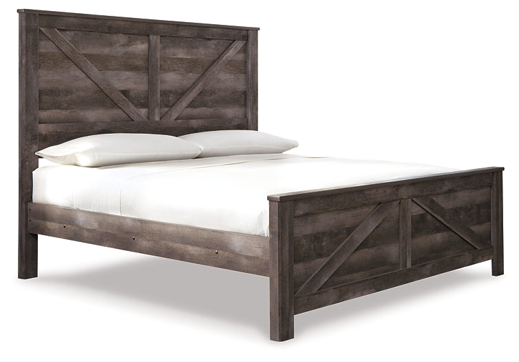 Wynnlow King Crossbuck Panel Bed with Mirrored Dresser, Chest and Nightstand Rent Wise Rent To Own Jacksonville, Florida