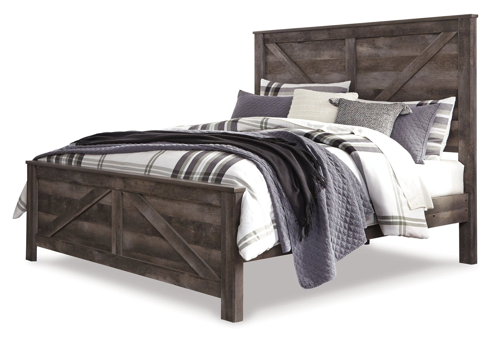 Wynnlow King Crossbuck Panel Bed with Mirrored Dresser Rent Wise Rent To Own Jacksonville, Florida