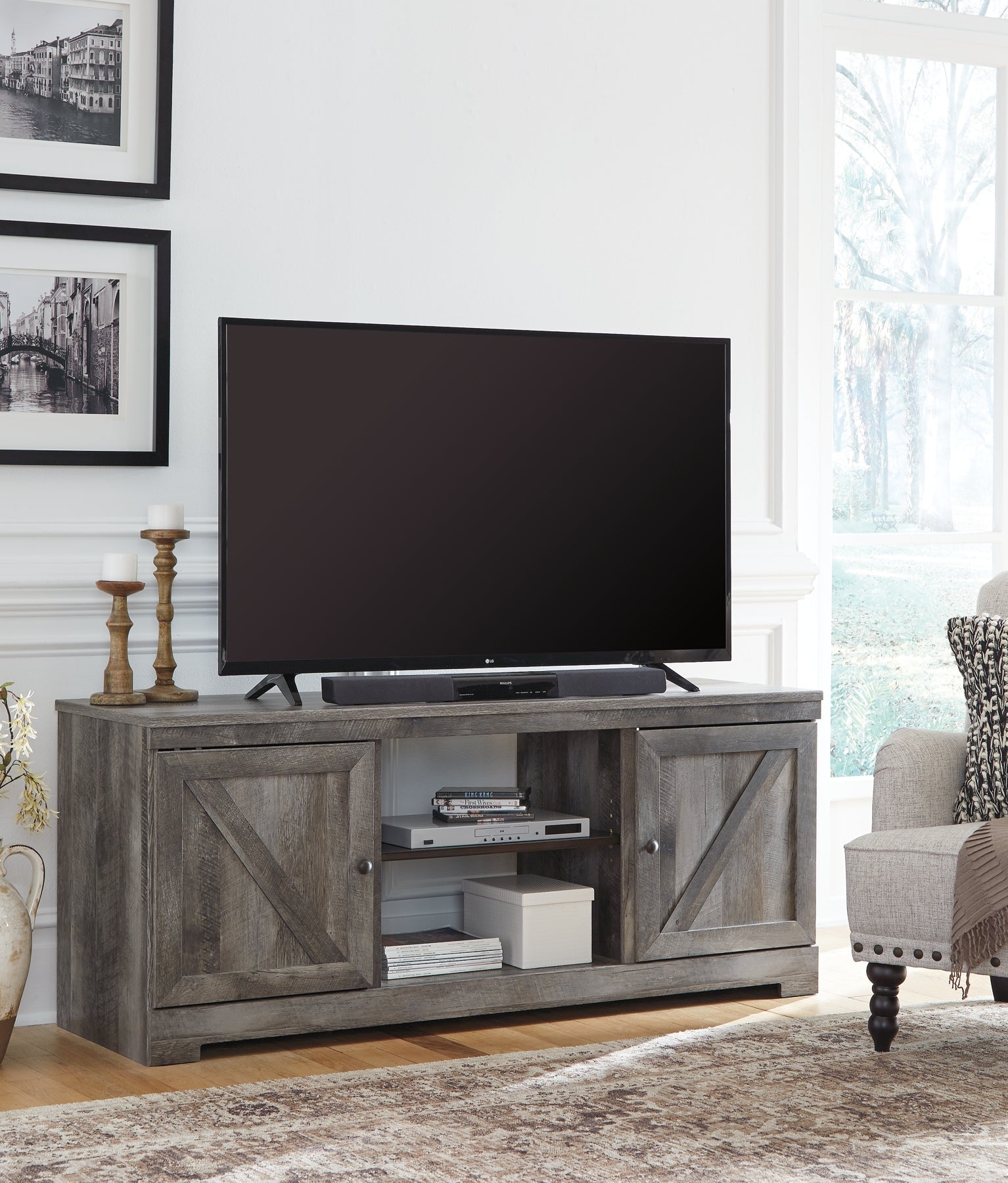 Wynnlow LG TV Stand w/Fireplace Option Rent Wise Rent To Own Jacksonville, Florida