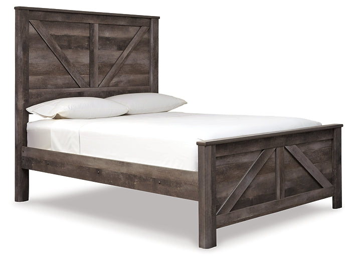 Wynnlow Queen Crossbuck Panel Bed with Mirrored Dresser, Chest and Nightstand Rent Wise Rent To Own Jacksonville, Florida