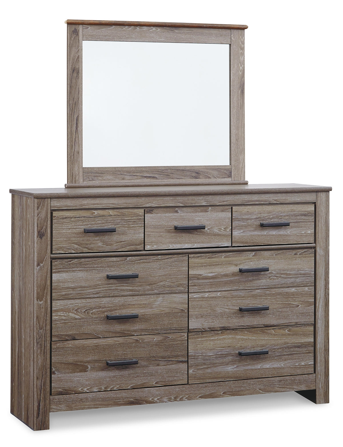 Zelen Full Panel Bed with Mirrored Dresser, Chest and 2 Nightstands Rent Wise Rent To Own Jacksonville, Florida
