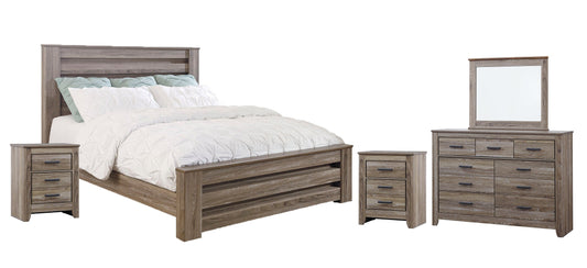 Zelen King Panel Bed with Mirrored Dresser and 2 Nightstands Rent Wise Rent To Own Jacksonville, Florida