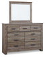 Zelen Queen/Full Panel Headboard with Mirrored Dresser, Chest and 2 Nightstands Rent Wise Rent To Own Jacksonville, Florida