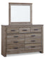 Zelen Queen Panel Bed with Mirrored Dresser and Chest Rent Wise Rent To Own Jacksonville, Florida