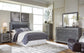 Lodanna / Upholstered Panel Headboard Bed With Mirrored Dresser, Chest And Nightstand