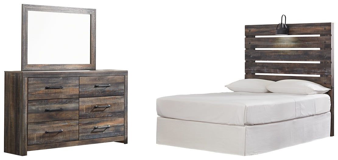 Drystan  Panel Headboard Bed With Mirrored Dresser