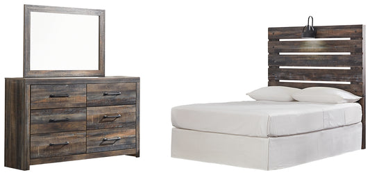 Drystan  Panel Headboard Bed With Mirrored Dresser