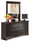 Huey Vineyard  Sleigh Headboard Bed With Mirrored Dresser And Chest