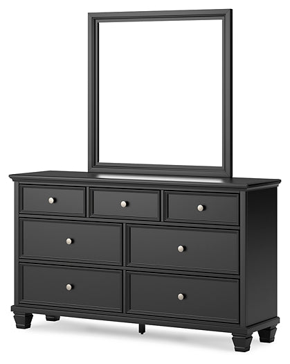 Lanolee California  Panel Bed With Mirrored Dresser And Chest
