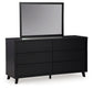 Danziar  Panel Headboard With Mirrored Dresser And 2 Nightstands