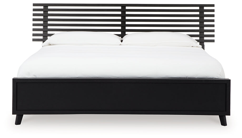 Danziar  Panel Bed With Mirrored Dresser And 2 Nightstands