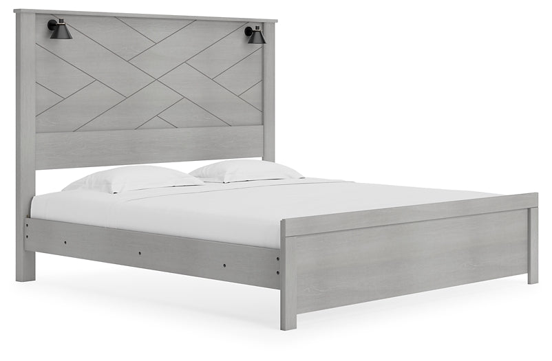 Cottonburg  Panel Bed With Mirrored Dresser And Nightstand