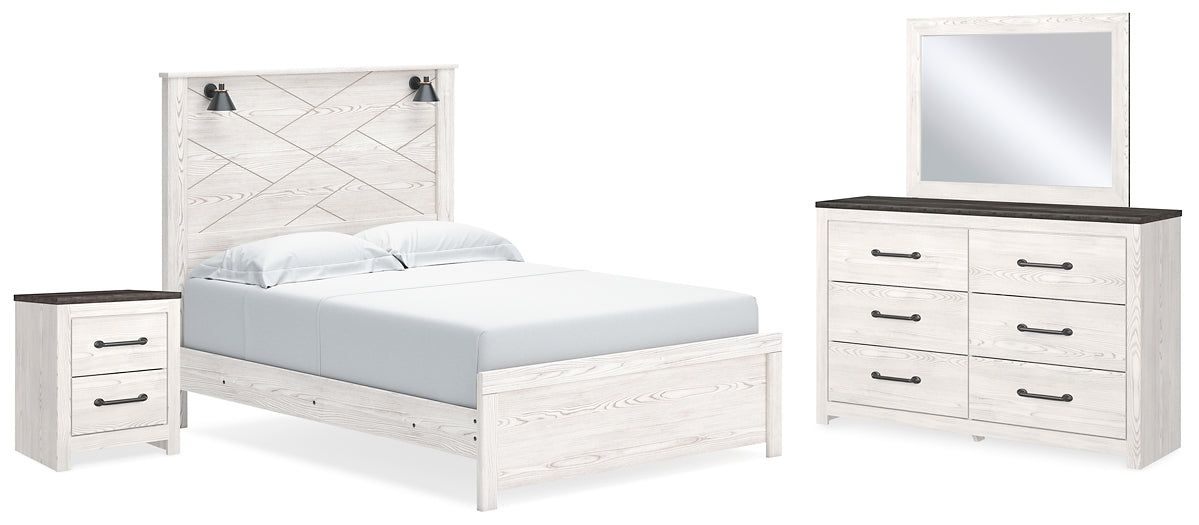 Gerridan  Panel Bed With Mirrored Dresser And Nightstand