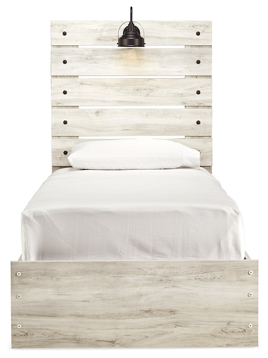 Cambeck  Panel Bed With Mirrored Dresser And Nightstand