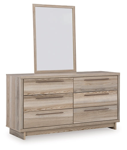 Hasbrick  Panel Bed With Mirrored Dresser And Nightstand