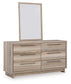 Hasbrick  Panel Bed With Mirrored Dresser And Nightstand