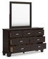 Covetown  Panel Bed With Mirrored Dresser