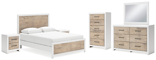 Charbitt  Panel Bed With Mirrored Dresser, Chest And 2 Nightstands
