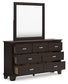 Covetown  Panel Bed With Mirrored Dresser And Nightstand