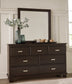 Covetown  Panel Bed With Mirrored Dresser, Chest And 2 Nightstands