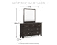 Covetown  Panel Bed With Mirrored Dresser, Chest And 2 Nightstands