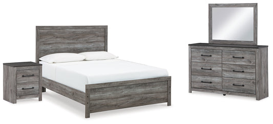 Bronyan  Panel Bed With Mirrored Dresser And Nightstand
